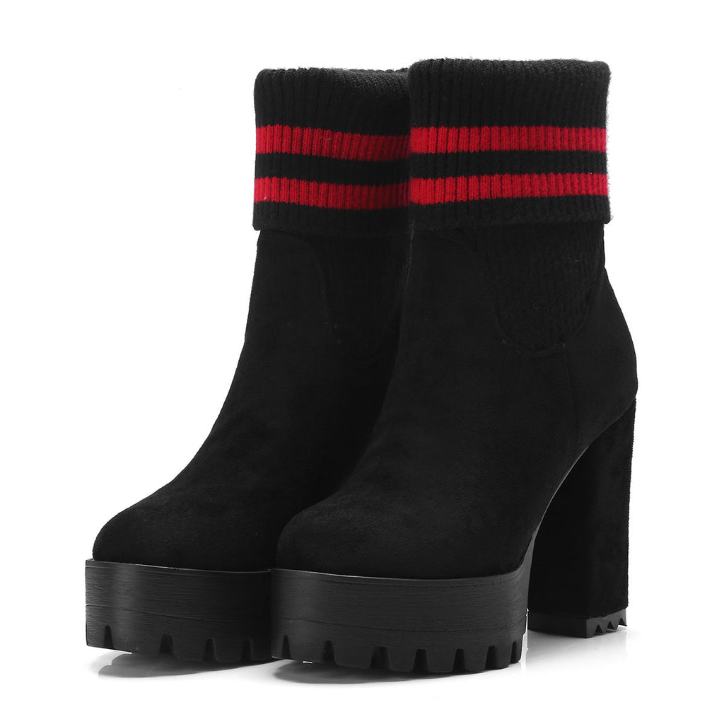 Thick Platform High Heel Ankle Boots